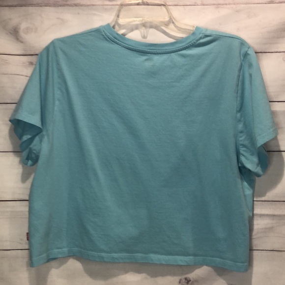 Levi's Jordie Cropped T Shirt Top Size Large Women's Graphic Butterfly Blue - Picture 3 of 7